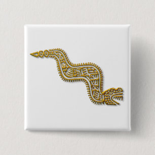 Mayan Serpent-gold Button