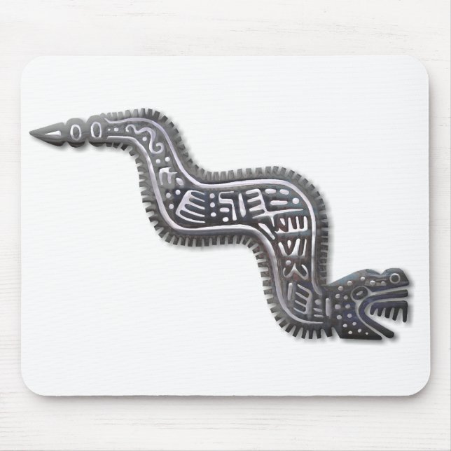 Mayan Serpent - Schwarz und Silber Mousepad (Vorne)