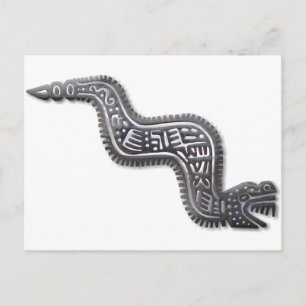 Mayan Serpent - Schwarz und Silber Postkarte