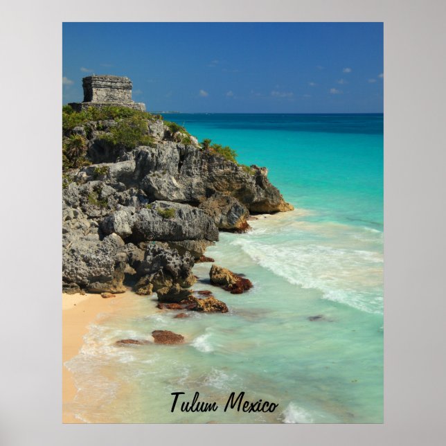 Mayan Temple and Caribbean Sea Poster (Vorne)
