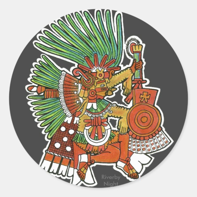 Mayan Tezcalipoca Runder Aufkleber (Vorderseite)