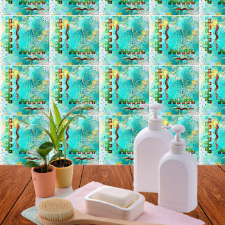 Mayan Turquoise & Golden Misty Sky Fliese