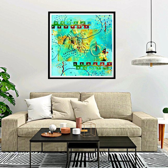 Mayan Turquoise & Golden Misty Sky Poster (Von Creator hochgeladen)