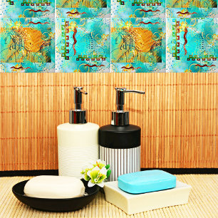 Mayan Warrior Turquoise & Golden Misty Sky Fliese