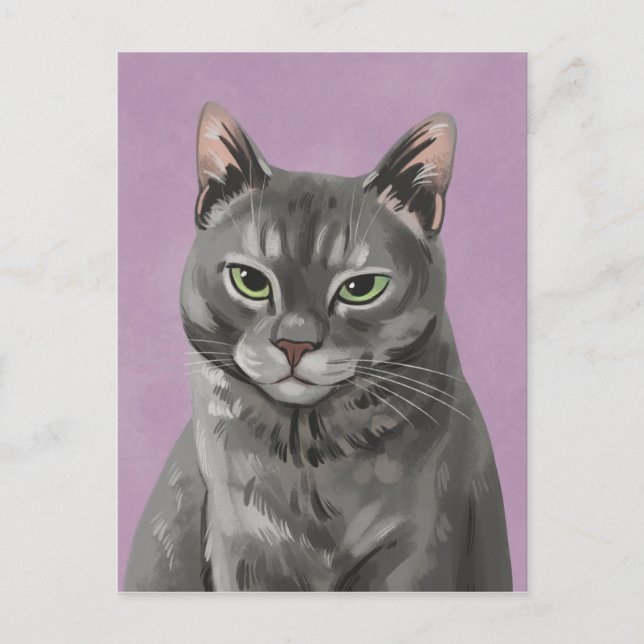 Maybelle The Grey Tabby Cat Postcard Postkarte (Vorderseite)
