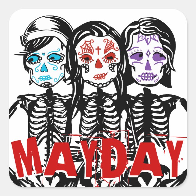 mayday : farbe berührt quadratischer aufkleber (Vorderseite)