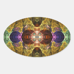 Mayflower Abstrakt Geometric Fraktal Ovaler Aufkleber