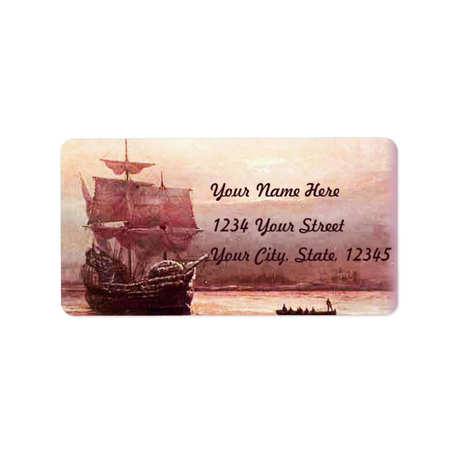 Mayflower in den Hudson Harbour Address Labels Adressaufkleber (Vorne)