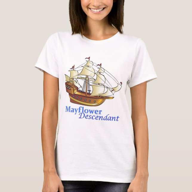 Mayflower Nachkomme-Segelschiff T-Shirt (Vorderseite)