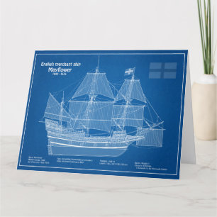 Mayflower - Schiffs-Blueprint-Pläne ABD Dankeskarte