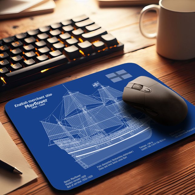 Mayflower - Schiffs-Blueprint-Pläne ABD Mousepad (Von Creator hochgeladen)