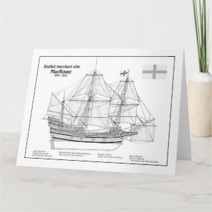 Mayflower - SchiffskBlueprint-Pläne BD Dankeskarte