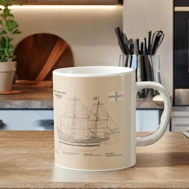 Mayflower - SchiffskBlueprint-Pläne SD Kaffeetasse (Von Creator hochgeladen)