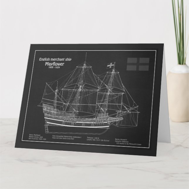Mayflower - Schiffsplan PD Dankeskarte (Vorderseite)