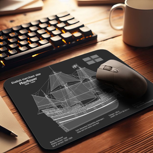 Mayflower - Schiffsplan PD Mousepad (Von Creator hochgeladen)