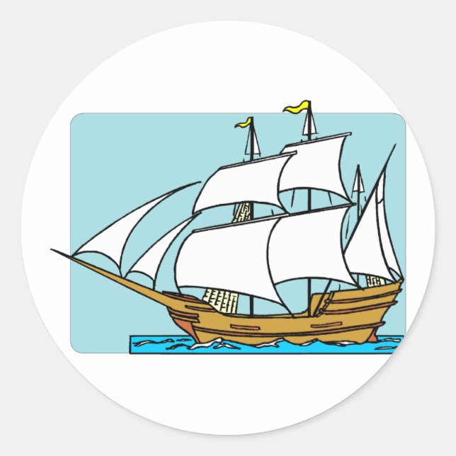 Mayflower segelt nach Plymouth Runder Aufkleber (Vorderseite)