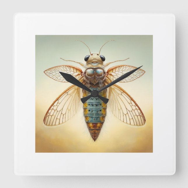 Mayfly Ephemeroptera 060624IREF106 - Watercolor Quadratische Wanduhr (Vorderseite)