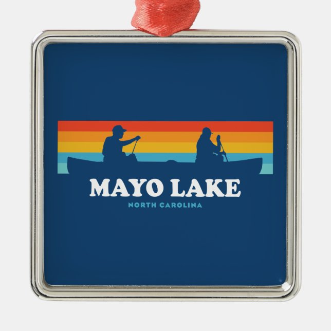 Mayo Lake North Carolina Canoe Ornament Aus Metall (Vorne)