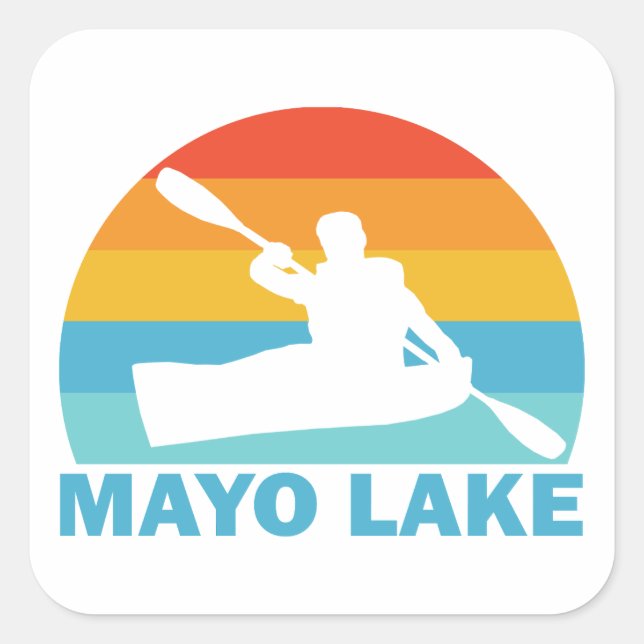 Mayo Lake North Carolina Kayak Quadratischer Aufkleber (Vorderseite)