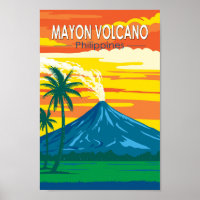 Mayon Volcanes Philippinen Reisen Kunst Vintag
