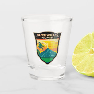 Mayon Volcanes Philippinen Reisen Kunst Vintag Schnapsglas