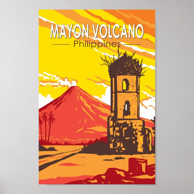 Mayon Volcano Cagsawa Ruins Philippines Poster (Vorne)