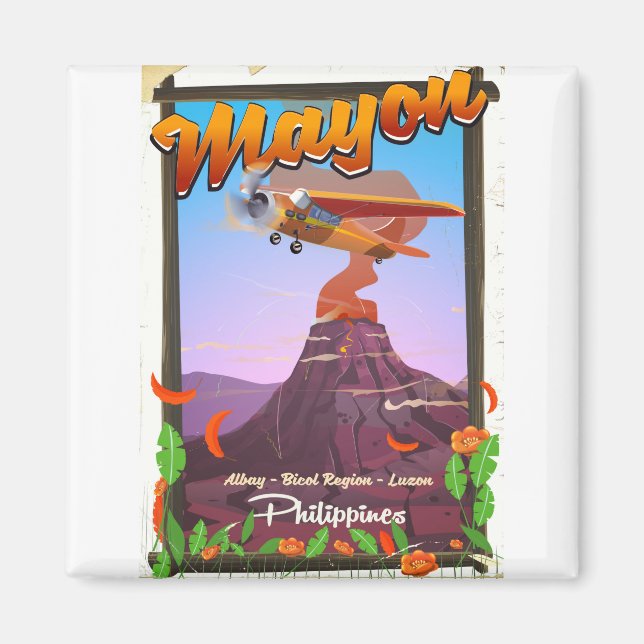 Mayon Volcano philippines Adventure Poster Magnet (Vorne)