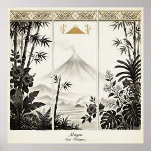 Mayon Vulkan Triptychon-Wandkunst Poster