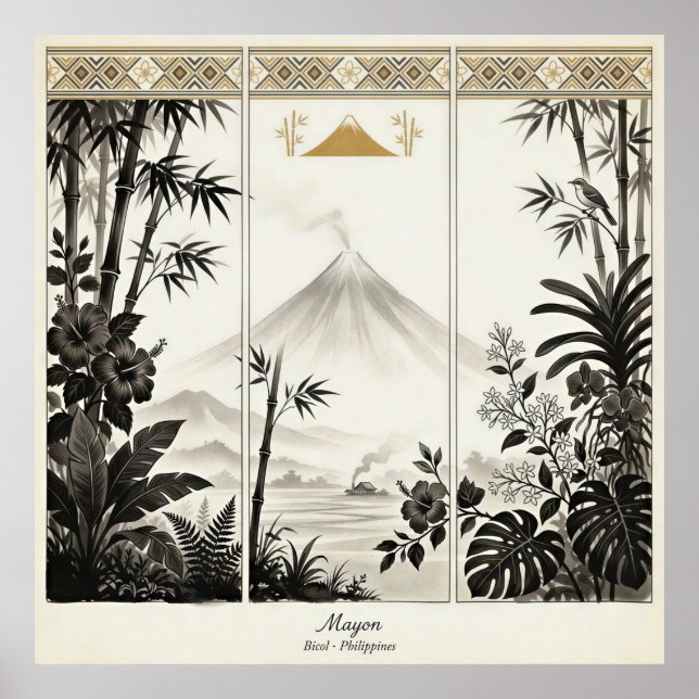 Mayon Vulkan Triptychon-Wandkunst Poster (Vorne)
