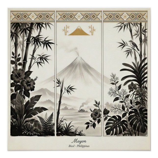 Mayon Vulkan Triptychon-Wandkunst Poster (Vorderseite)
