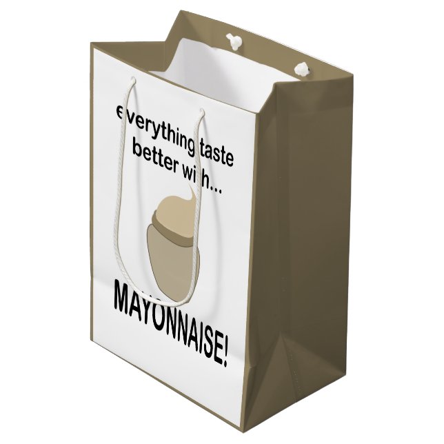 Mayonnaise Sauce Food Funny Mayonnaise Mittlere Geschenktüte (Vorderseite Schrägansicht)