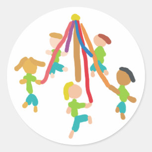 Maypole Dancing Runder Aufkleber