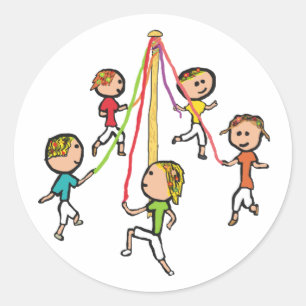 Maypole Dancing Runder Aufkleber