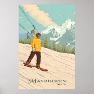 Mayrhofen Österreich Snowboarden Reiseplakat Poster