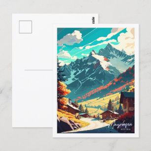 Mayrhofen Österreich Vintage Illustration Postkarte