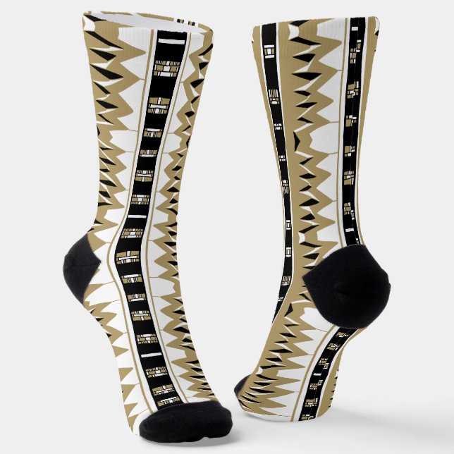 Maz Afrofuturist Pattern Gold Socken (Gewinkelt)