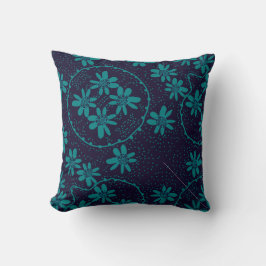 Maz Floral Bubbles Polka Dot Navy Aquamarin Kissen