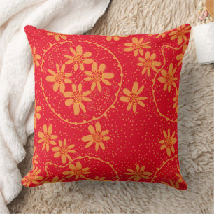 Maz Floral Bubbles Polka Dot Red Orange Kissen