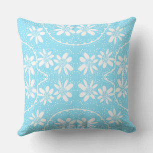 Maz Floral Bubbles Polka Dot White Baby Blue Kissen