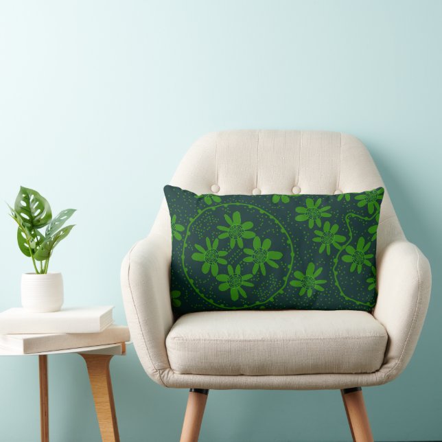 Maz Floral Bubbles Polka Dottle Green Lendenkissen (Stuhl )