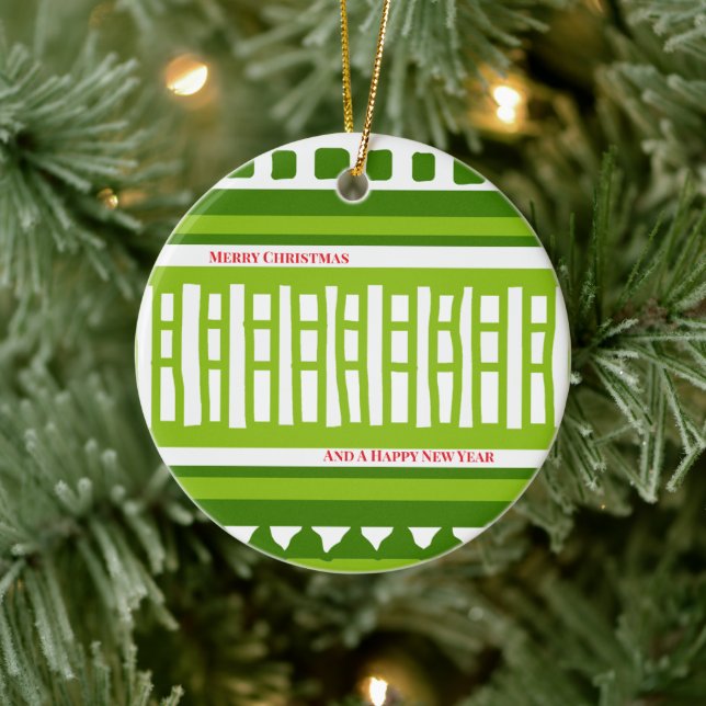 MAZ Striped Ribbed Knitting Pattern 079 Christmas  Keramik Ornament (Baum)