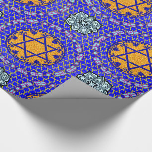 Mazal Tov und Siman Tov mit Blumenstern Geschenkpapier