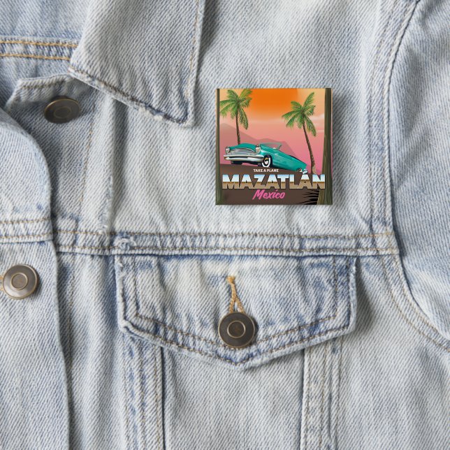 Mazatlán Mexiko Reiseplakat Button (Beispiel)