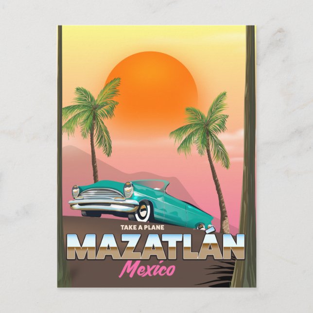 Mazatlán Mexiko Reiseplakat Postkarte (Vorderseite)