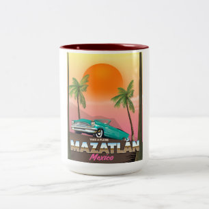 Mazatlán Mexiko Reiseplakat Zweifarbige Tasse