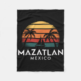 Mazatlan Mexiko Retro-Sonnenuntergang-Segelboot-Ur Fleecedecke