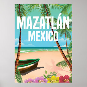 Mazatlán Mexiko Vintages Strand-Reiseplakat Poster