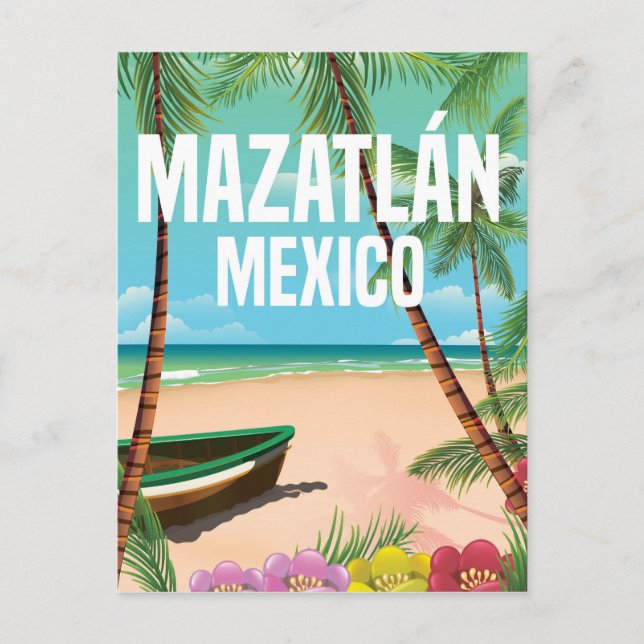 Mazatlán Mexiko Vintages Strandprospekt Postkarte (Vorderseite)
