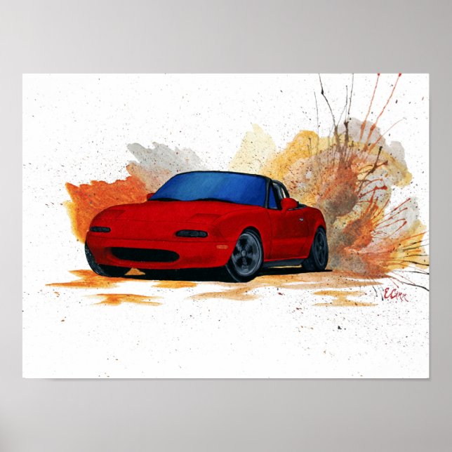 Mazda Miata Drift Painting Poster (Vorne)