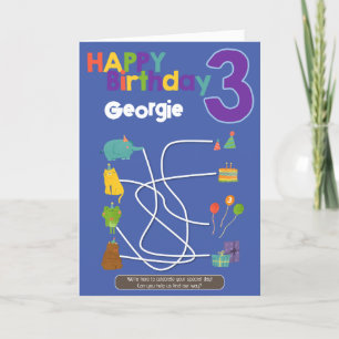 Maze Activité 3e carte d'anniversaire - Animaux